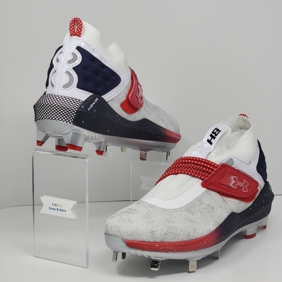 Under Armour Harper 8 Low USA ST Baseball White Navy 3026590 100 Men Sz 7.5 New main image 5